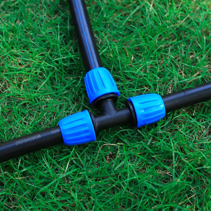 FULAIERGD 1/2"" Drip Irrigation Lock Barbed Tee Connectors 1/2 inch PE Tubing (OD 0.620 in.ID is 0.520. in), Anti-Drop Straight Tee For Irrigation Tubing Fittings (8 Pcs Blue) - Image 5